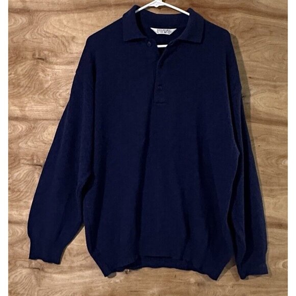 Vtg  Men's Cardigan Sweater Dalmine Uomo Wool Made in Italy Blue Size 52/ Large - Picture 1 of 5